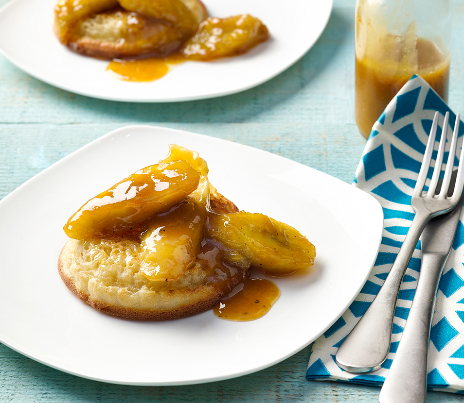 Caramel Bananas on Crumpets